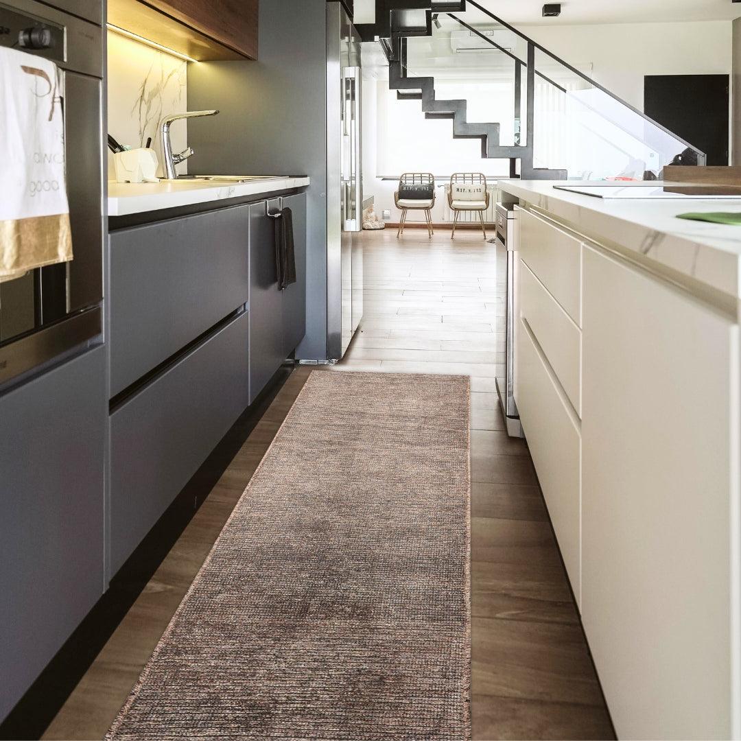 Machine Washable Area Rug, Solid Color Rectangular Rug, Taupe Brown - LOL-77021-BRO-2X6-4.4 - Arconiz