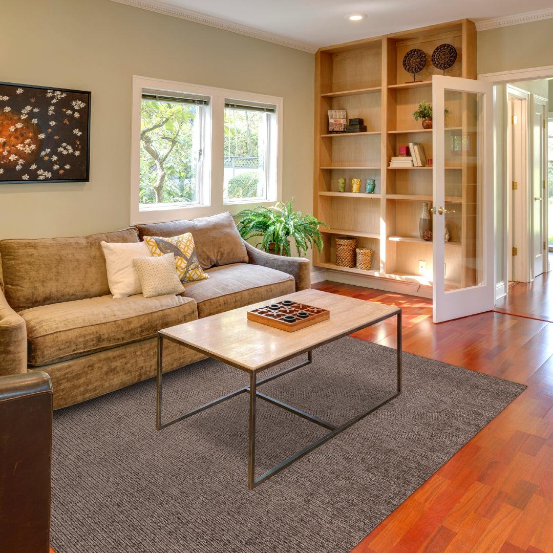 Machine Washable Area Rug, Solid Color Rectangular Rug, Taupe Brown - LOL-77021-BRO-2X6-4.4 - Arconiz