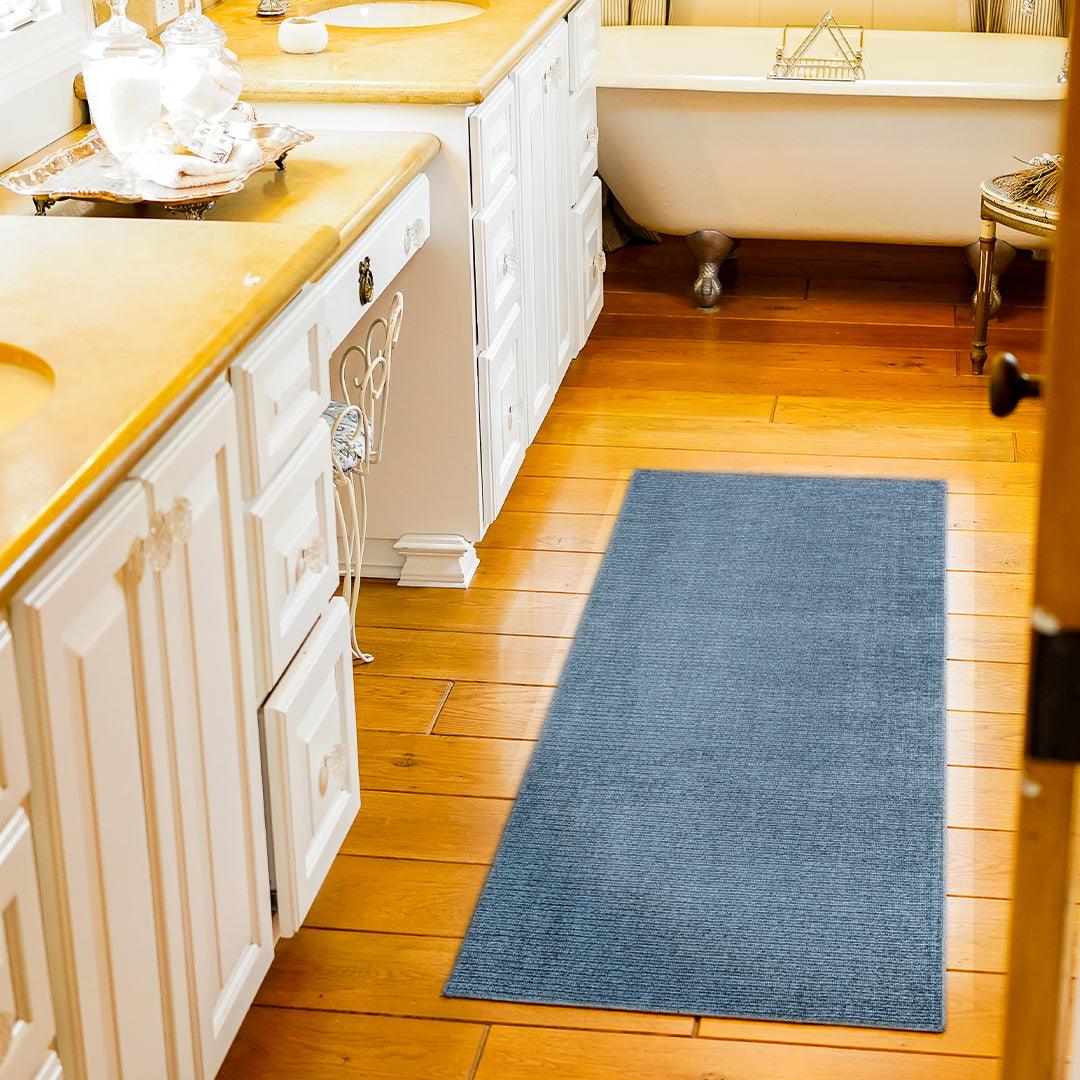 Machine Washable Solid Blue Area Rug - Slate Blue, Recycled - LOL-77032-BLU-2X6-4.4 - Arconiz
