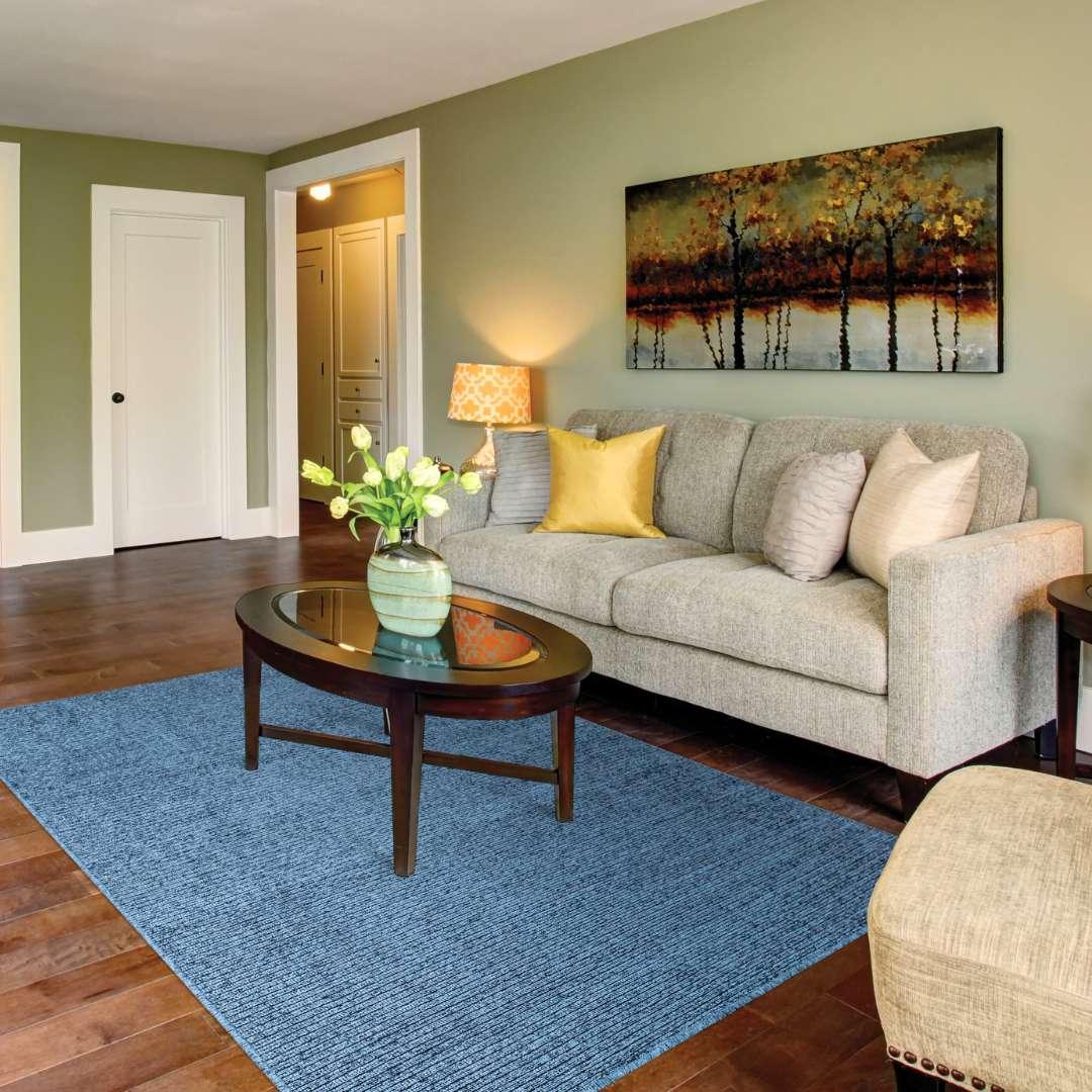 Machine Washable Solid Blue Area Rug - Slate Blue, Recycled - LOL-77032-BLU-2X6-4.4 - Arconiz