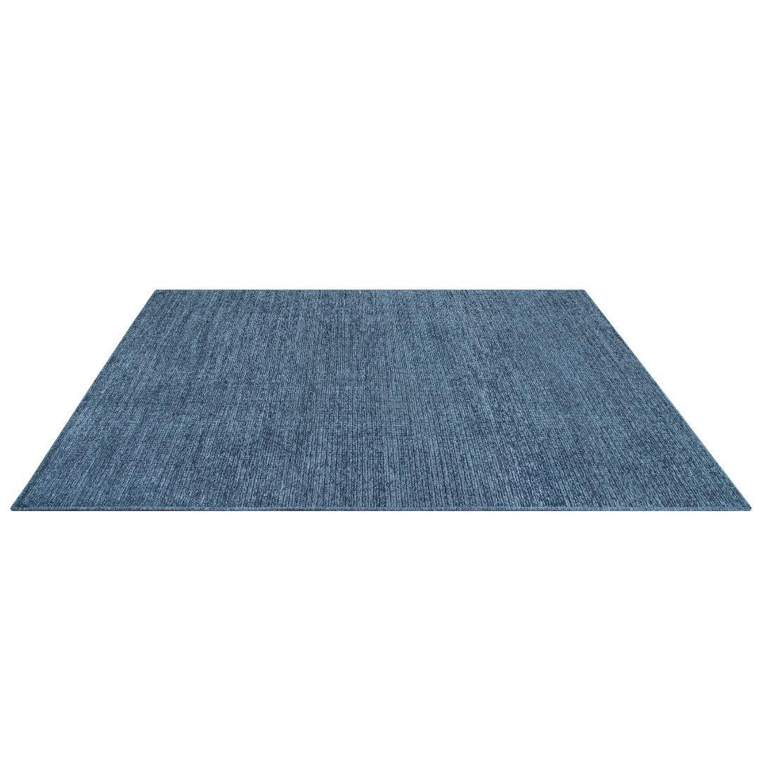 Machine Washable Solid Blue Area Rug - Slate Blue, Recycled - LOL-77032-BLU-2X6-4.4 - Arconiz