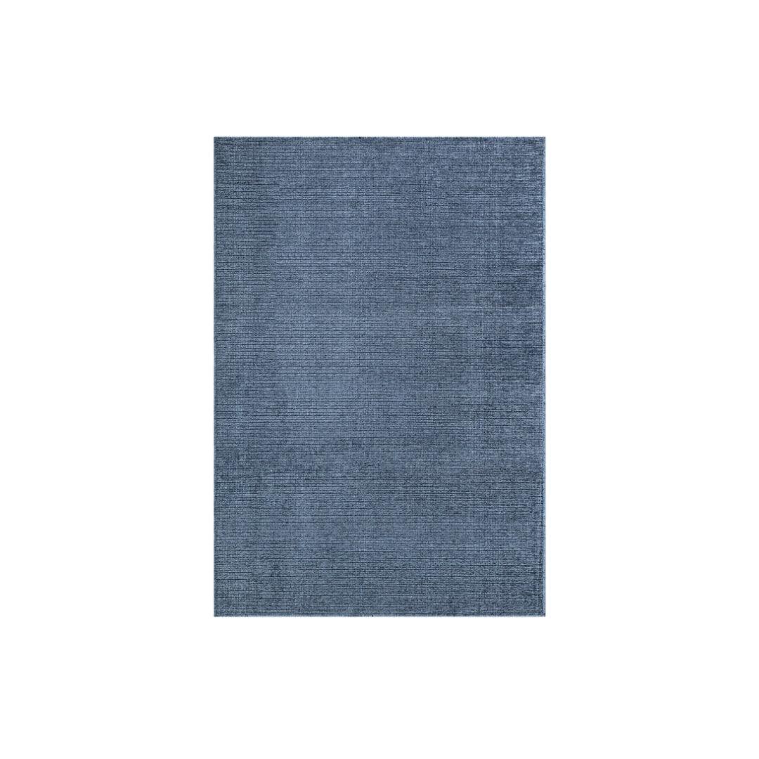 Machine Washable Solid Blue Area Rug - Slate Blue, Recycled - LOL-77032-BLU-5X7-4.4 - Arconiz