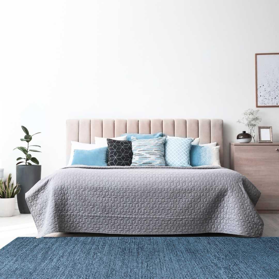 Machine Washable Solid Blue Area Rug - Slate Blue, Recycled - LOL-77032-BLU-2X6-4.4 - Arconiz