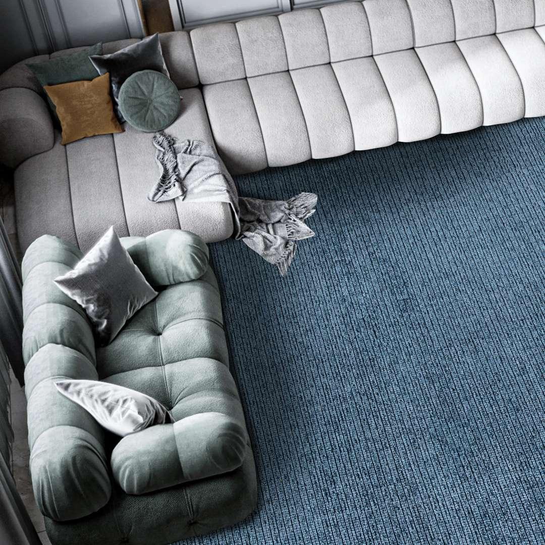 Machine Washable Solid Blue Area Rug - Slate Blue, Recycled - LOL-77032-BLU-2X6-4.4 - Arconiz