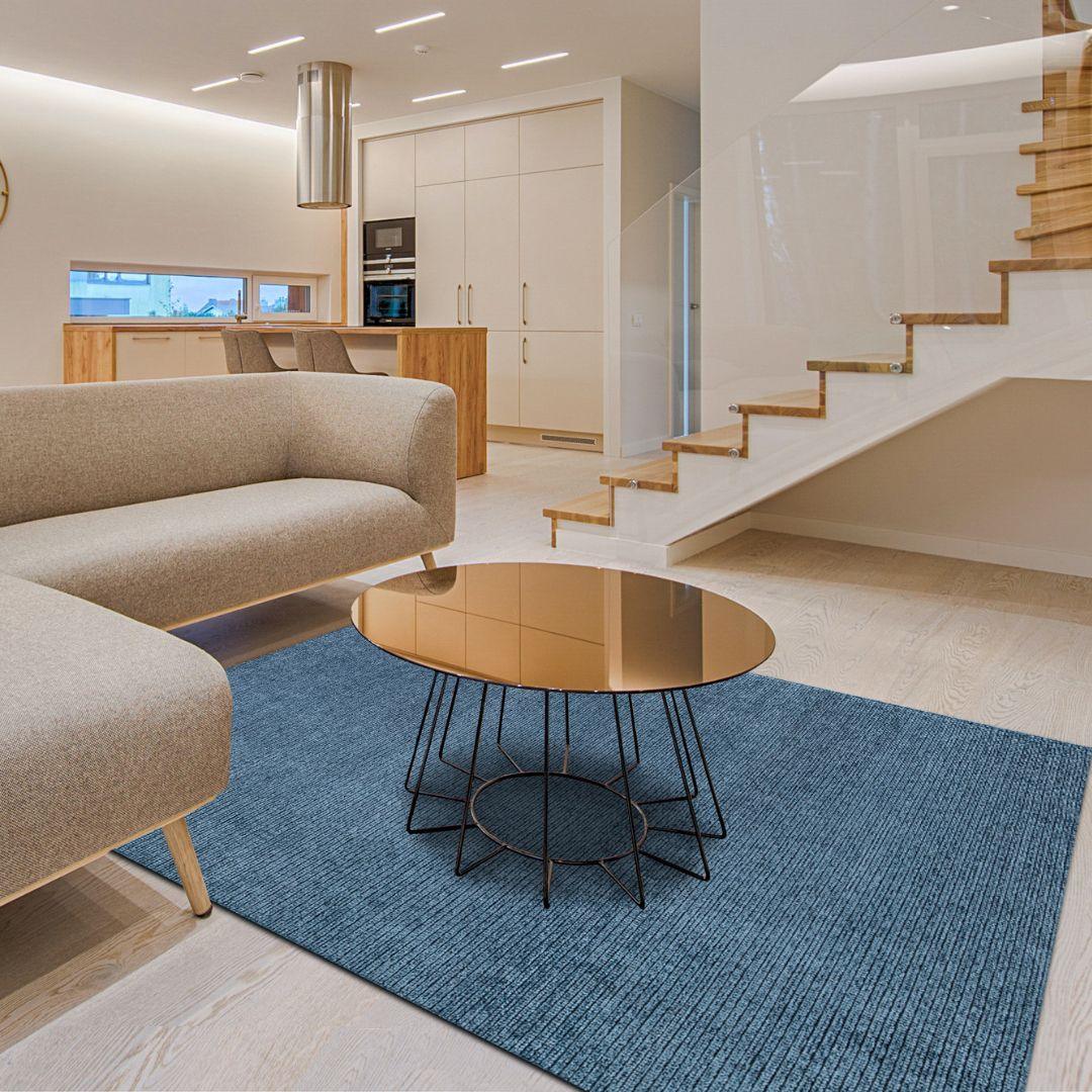 Machine Washable Solid Blue Area Rug - Slate Blue, Recycled - LOL-77032-BLU-2X6-4.4 - Arconiz