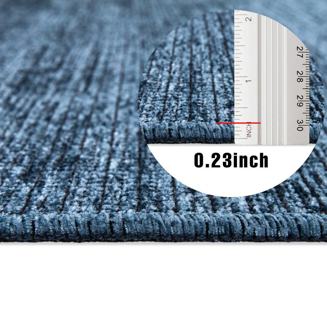 Machine Washable Solid Blue Area Rug - Slate Blue, Recycled - LOL-77032-BLU-2X6-4.4 - Arconiz