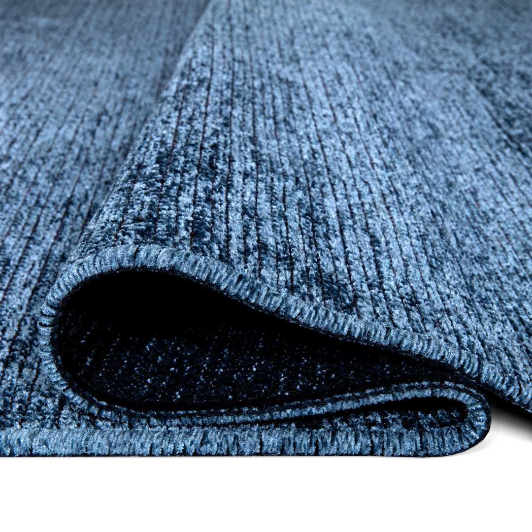Machine Washable Solid Blue Area Rug - Slate Blue, Recycled - LOL-77032-BLU-2X6-4.4 - Arconiz