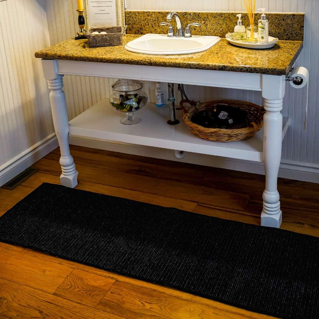 Black Solid Area Rug, Machine Washable - LOL-9500-BLA-2X6-4.4 - Arconiz