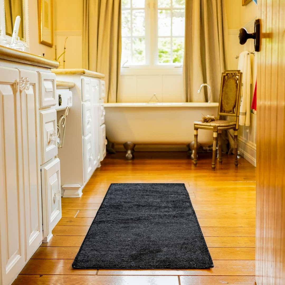 Black Solid Area Rug, Machine Washable - LOL-9500-BLA-2X6-4.4 - Arconiz