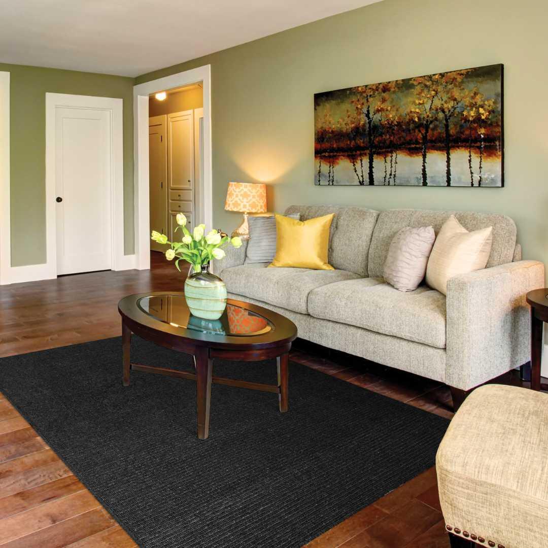 Black Solid Area Rug, Machine Washable - LOL-9500-BLA-2X6-4.4 - Arconiz