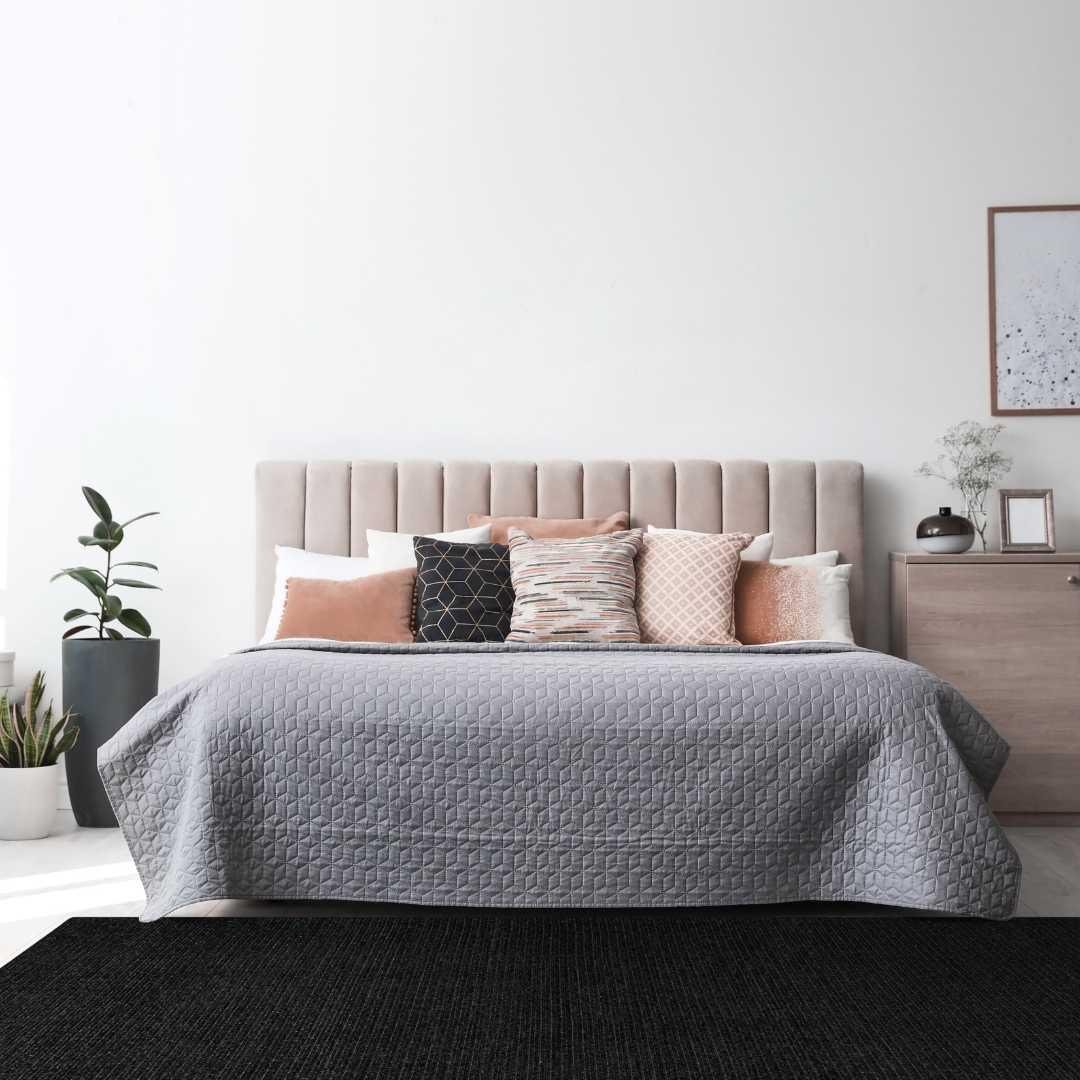 Black Solid Area Rug, Machine Washable - LOL-9500-BLA-2X6-4.4 - Arconiz