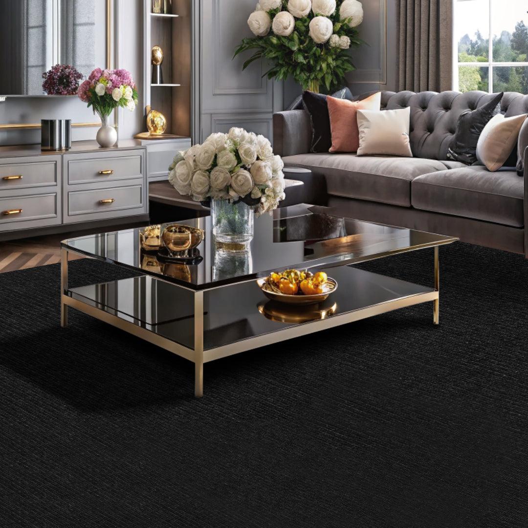 Black Solid Area Rug, Machine Washable - LOL-9500-BLA-2X6-4.4 - Arconiz