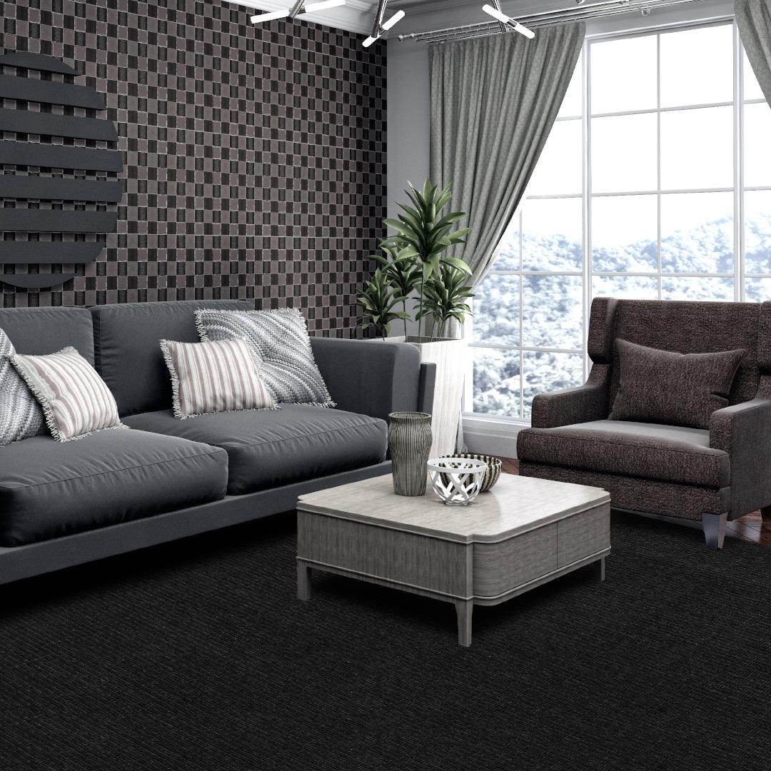 Black Solid Area Rug, Machine Washable - LOL-9500-BLA-2X6-4.4 - Arconiz