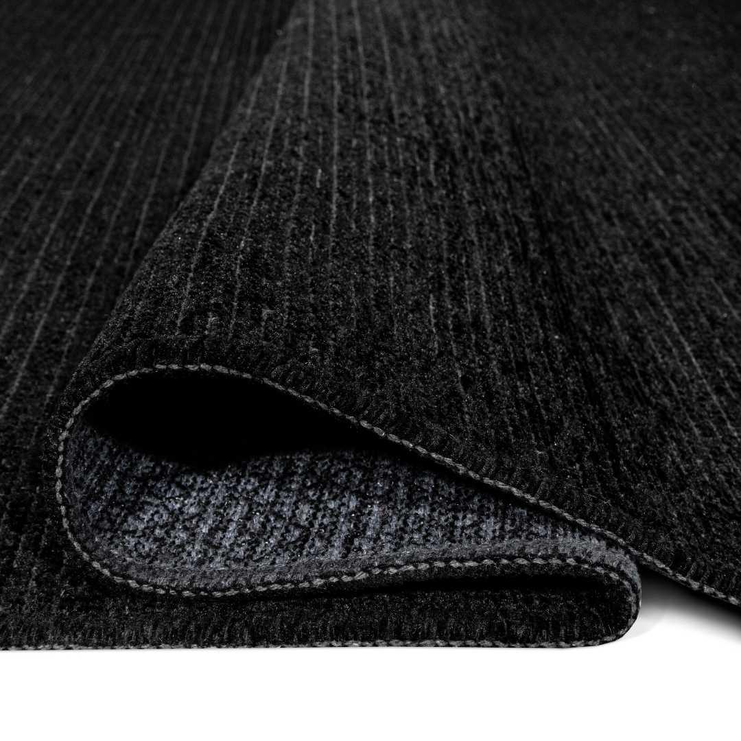 Black Solid Area Rug, Machine Washable - LOL-9500-BLA-2X6-4.4 - Arconiz