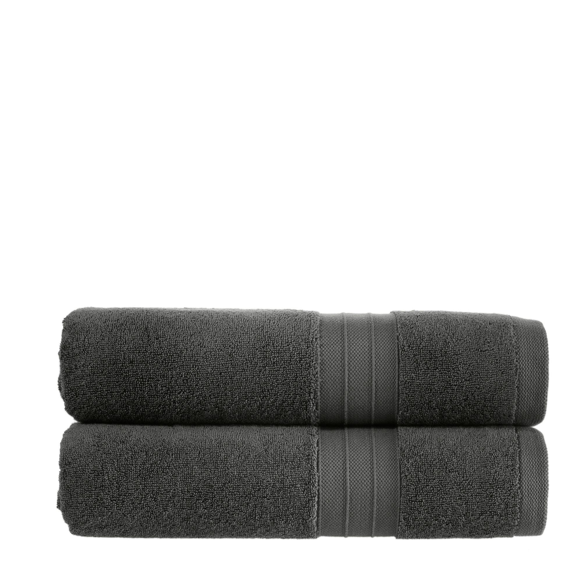 Dark Charcoal Gray Turkish Cotton Luxury Bath Towels- 2 Piece Set - BAT-LT-DGR-30X56-1.6.2 - Arconiz