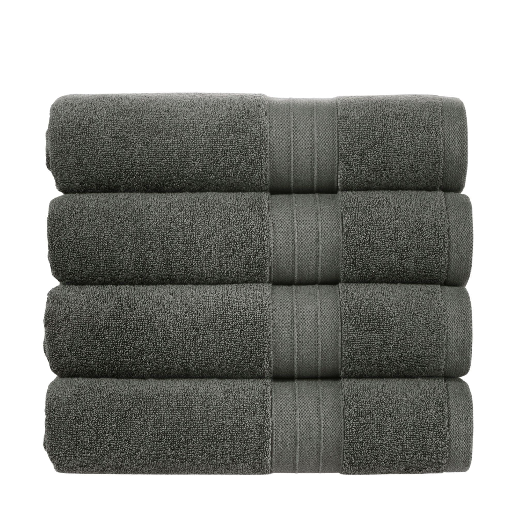 Dark Charcoal Gray Turkish Cotton Luxury Bath Towel Set – 4 Piece - BAT-LT-DGR-30X56-1.6.4 - Arconiz