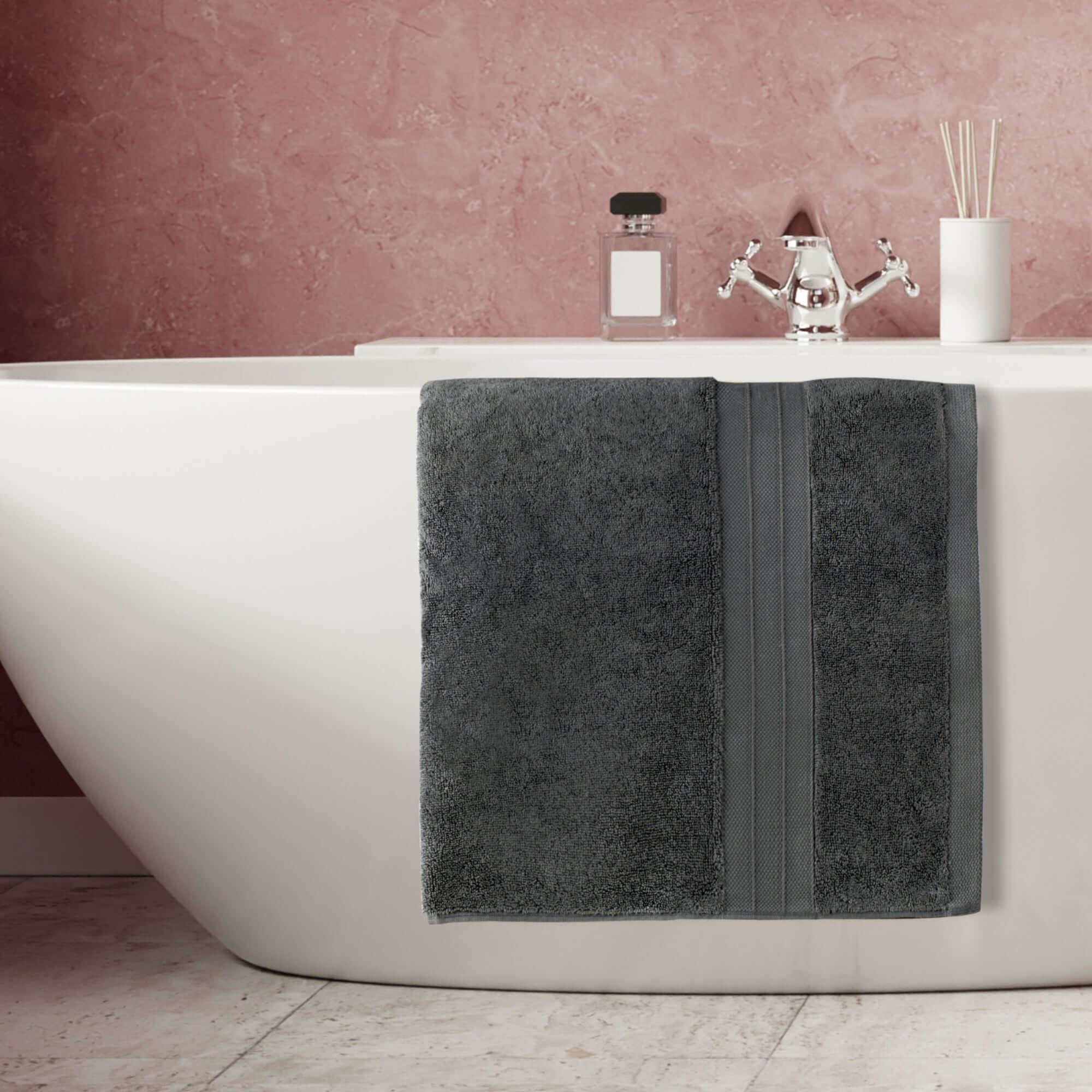 Dark Charcoal Gray Turkish Cotton Luxury Bath Towel - BAT-LT-DGR-30X56-1.6.1 - Arconiz