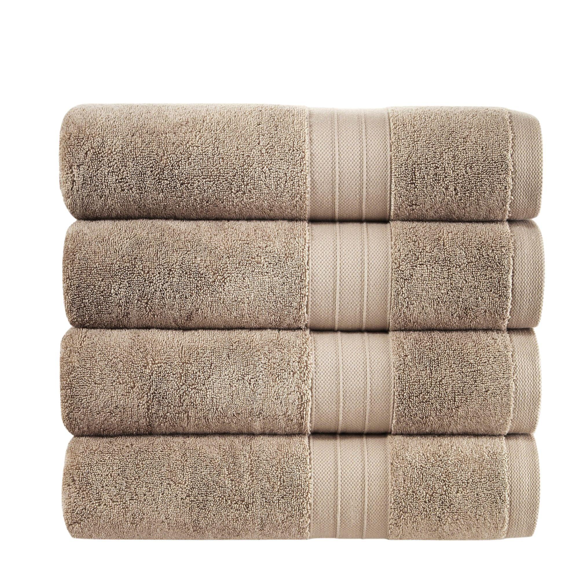 Light Taupe Turkish Cotton Luxury Bath Towel Set – 4 Piece - BAT-LT-BRO-30X56-1.6.4 - Arconiz
