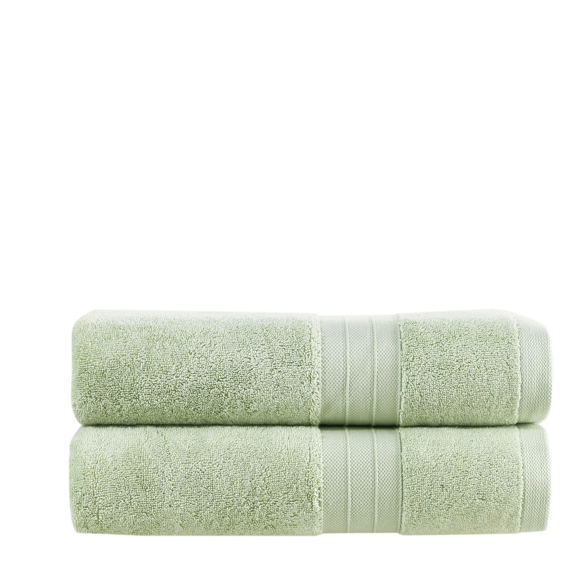 Sage Green Turkish Cotton Luxury Bath Towels | 2 Piece Set - BAT-LT-GRE-30X56-1.6.2 - Arconiz