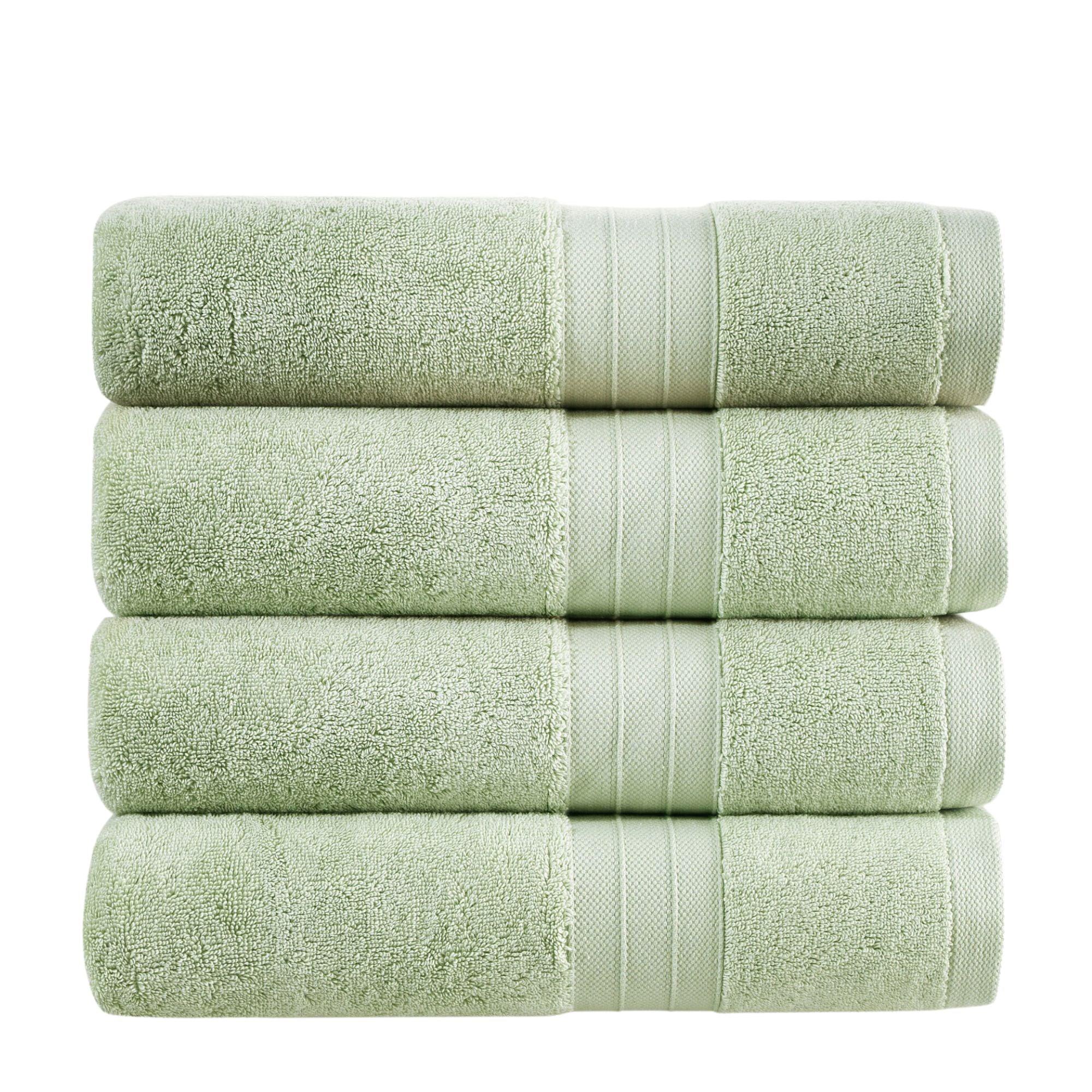 Sage Green Turkish Cotton Luxury Bath Towel Set – 4 Piece - BAT-LT-GRE-30X56-1.6.4 - Arconiz
