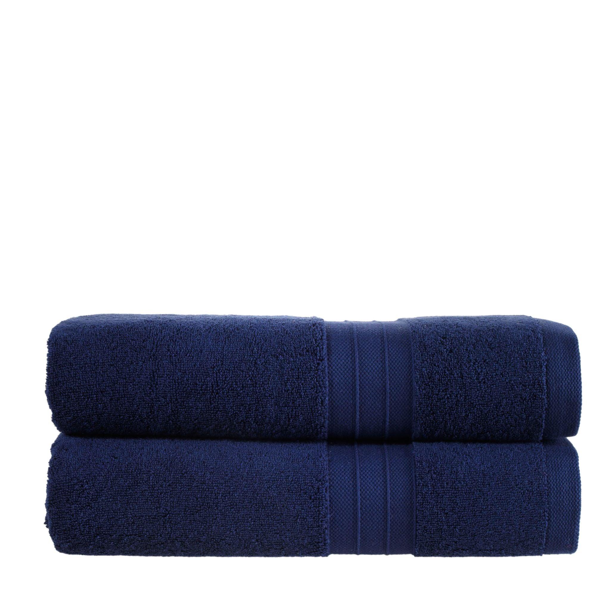 Navy Blue Turkish Cotton Luxury Bath Towels | 2 Piece Set - BAT-LT-BLU-30X56-1.6.2 - Arconiz