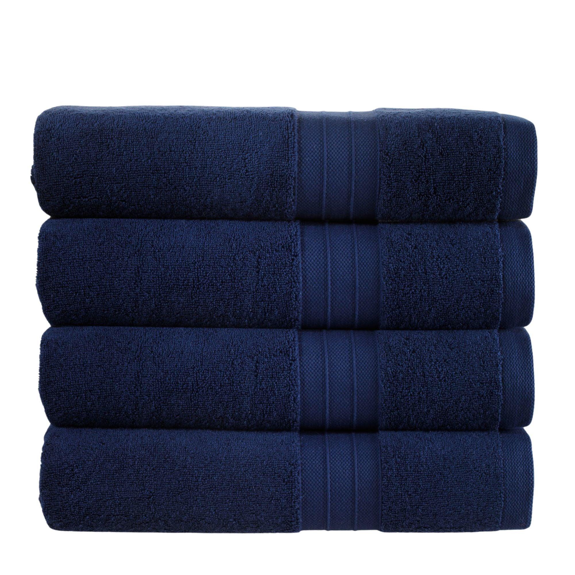 Navy Blue Turkish Cotton Luxury Bath Towel Set – 4 Piece - BAT-LT-BLU-30X56-1.6.4 - Arconiz