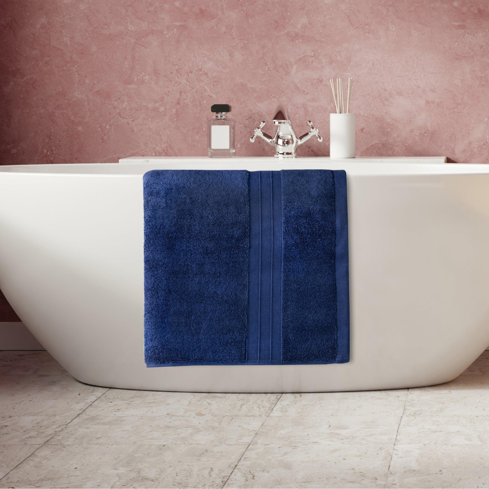 Navy Blue Turkish Cotton Luxury Bath Towel - BAT-LT-BLU-30X56-1.6.1 - Arconiz
