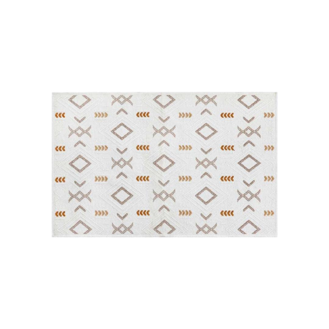 White & Orange Geometric Area Rug | Reversible, Machine Washable - OPA-K5018-ORA-3X5-3.1 - Arconiz