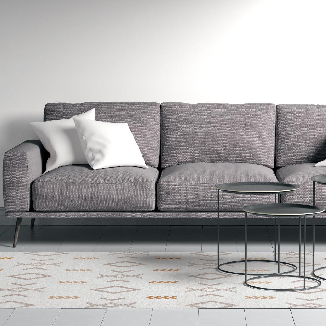 White & Orange Geometric Area Rug | Reversible, Machine Washable - OPA-K5018-ORA-3X5-3.1 - Arconiz