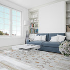 White & Orange Geometric Area Rug | Reversible, Machine Washable - OPA-K5018-ORA-3X5-3.1 - Arconiz