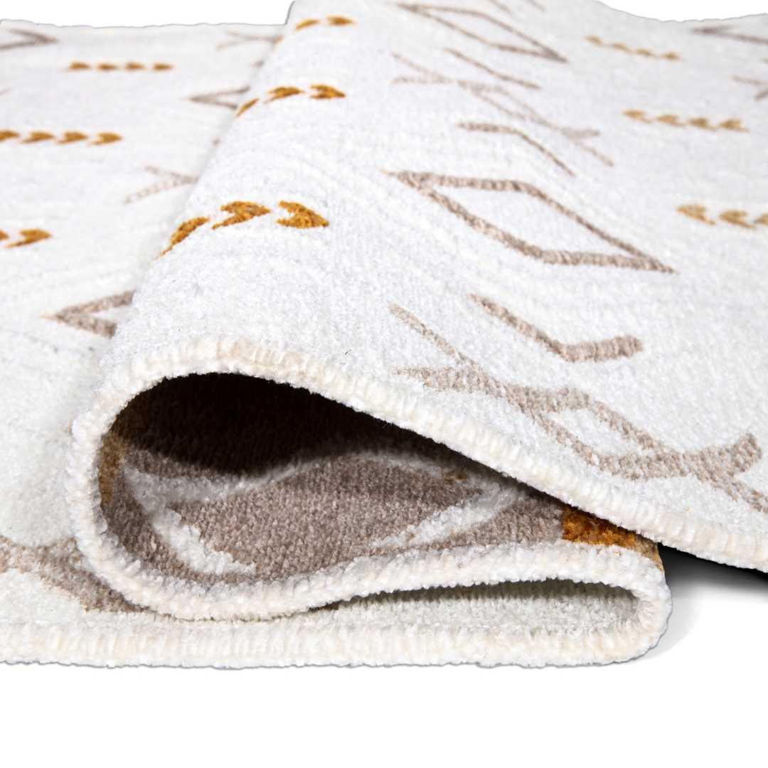White & Orange Geometric Area Rug | Reversible, Machine Washable - OPA-K5018-ORA-3X5-3.1 - Arconiz
