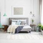 White & Orange Geometric Area Rug | Reversible, Machine Washable - OPA-K5018-ORA-3X5-3.1 - Arconiz