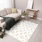 White & Orange Geometric Area Rug | Reversible, Machine Washable - OPA-K5018-ORA-3X5-3.1 - Arconiz