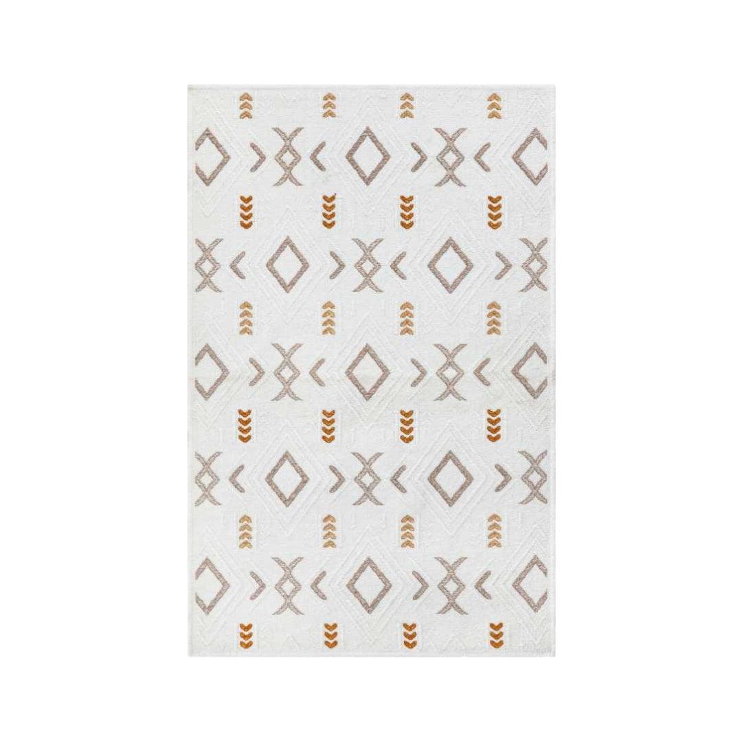 White & Orange Geometric Area Rug | Reversible, Machine Washable - OPA-K5018-ORA-8X10-3.1 - Arconiz