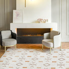 White & Orange Geometric Area Rug | Reversible, Machine Washable - OPA-K5018-ORA-3X5-3.1 - Arconiz