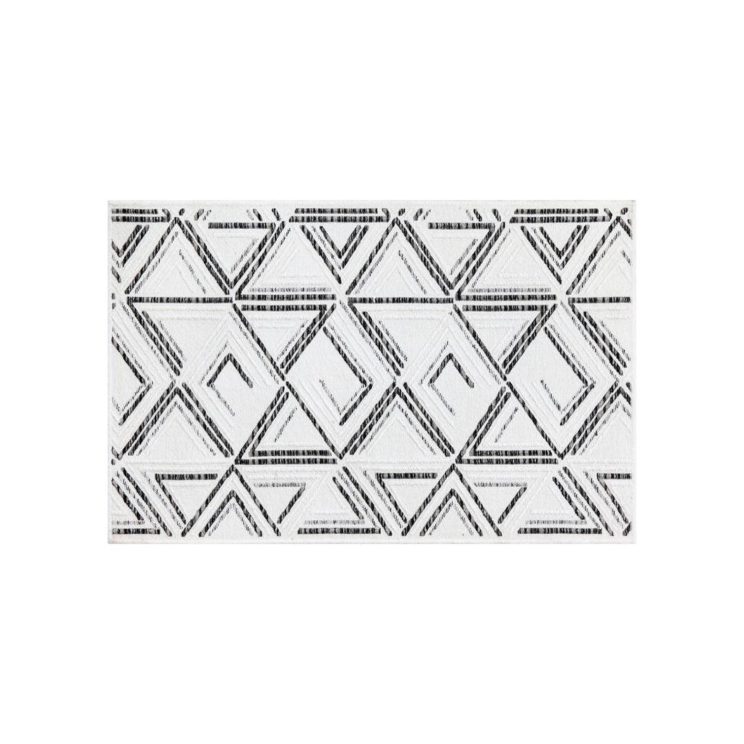 Machine Washable Reversible Area Rug, Brown and White Geometri - OPA-K5022-BLA-3X5-3.1 - Arconiz