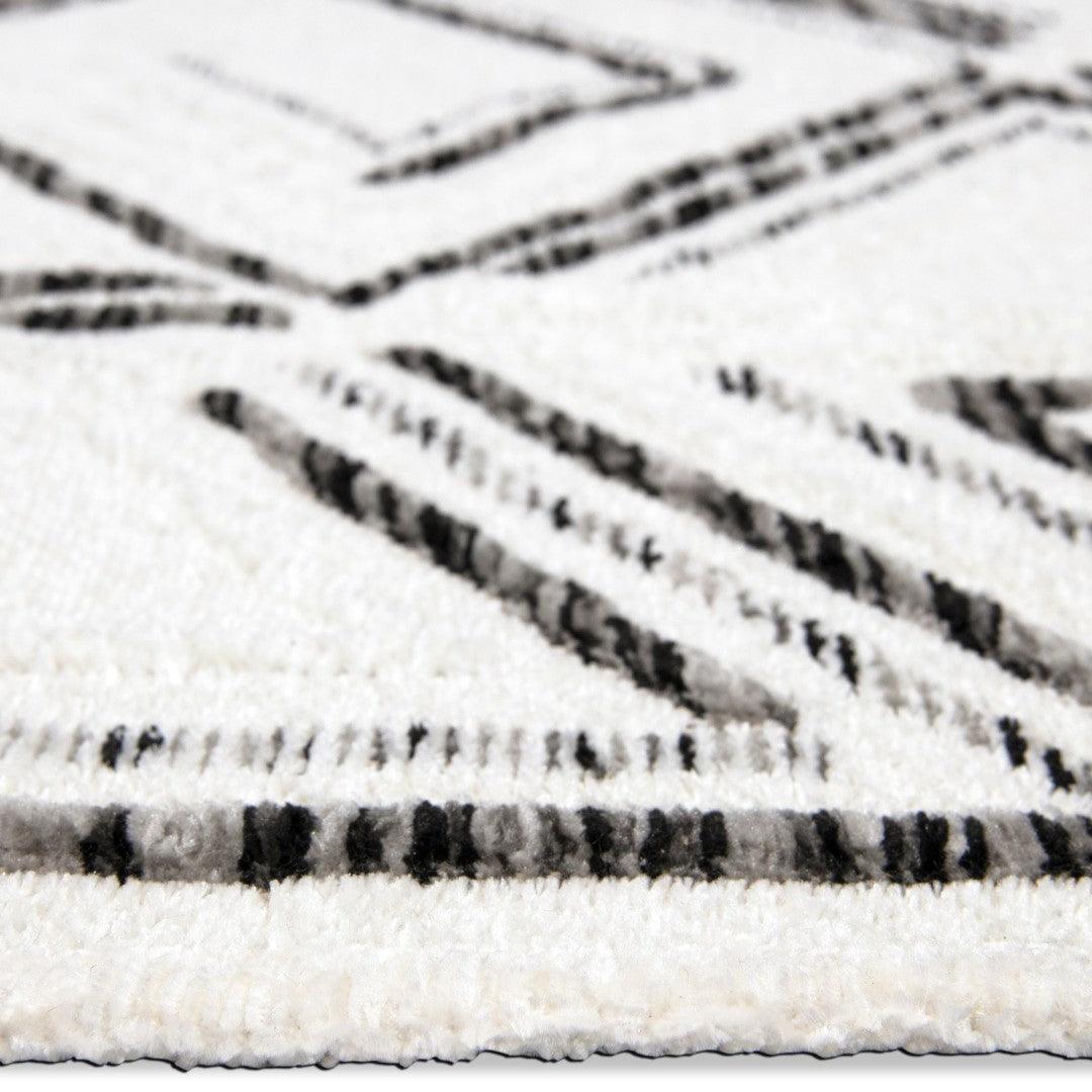 Machine Washable Reversible Area Rug, Brown and White Geometri - OPA-K5022-BLA-3X5-3.1 - Arconiz