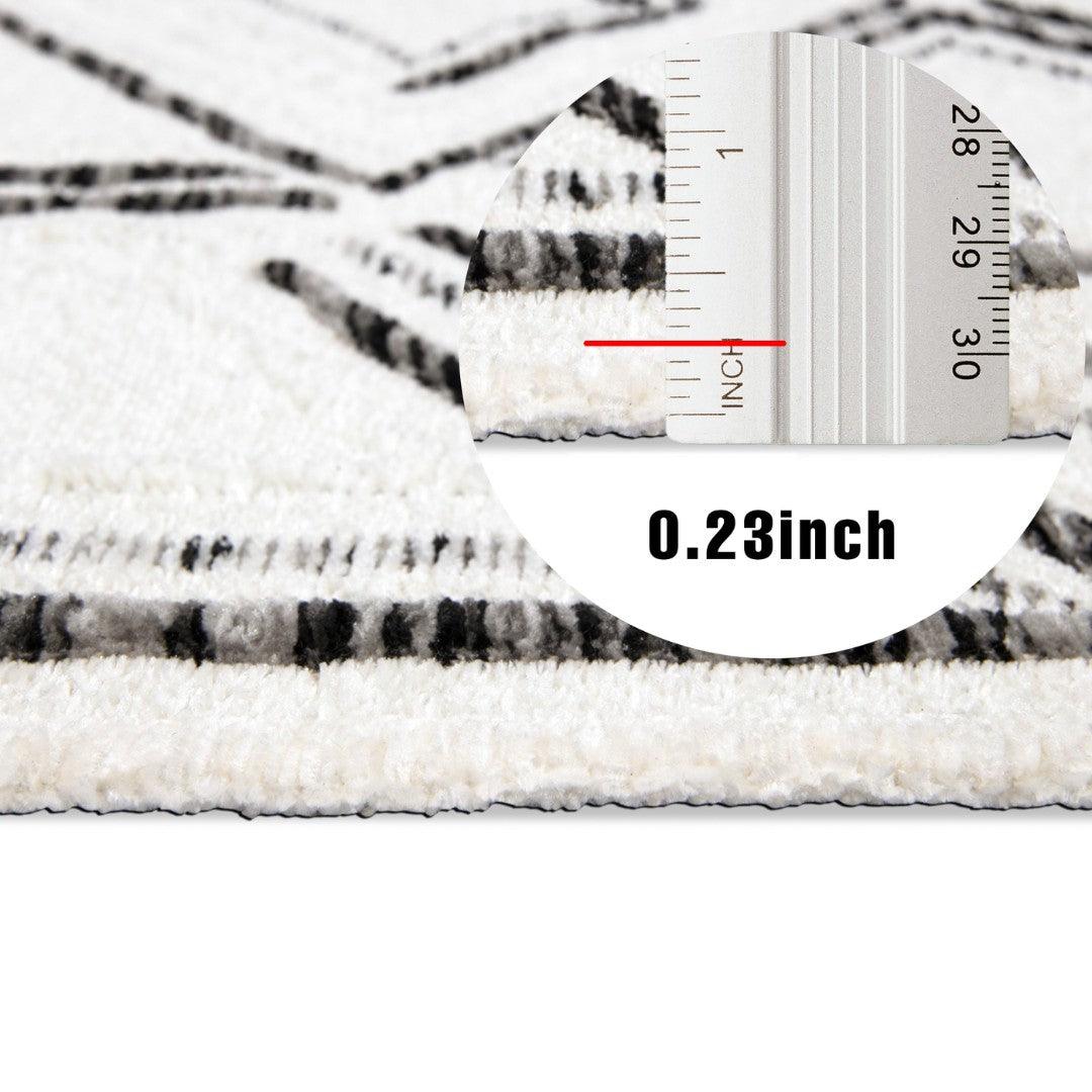 Machine Washable Reversible Area Rug, Brown and White Geometri - OPA-K5022-BLA-3X5-3.1 - Arconiz