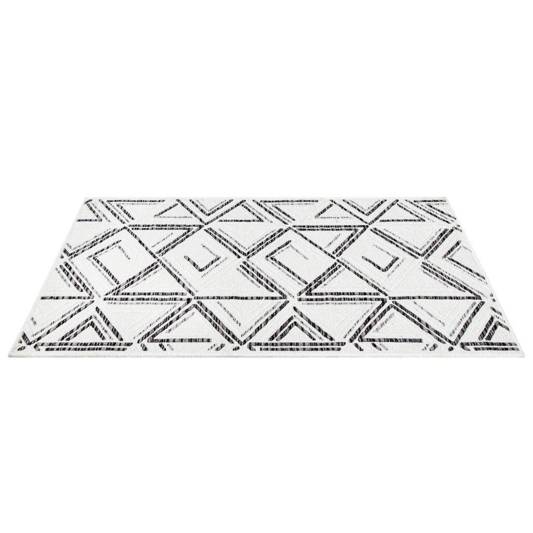 Machine Washable Reversible Area Rug, Brown and White Geometri - OPA-K5022-BLA-3X5-3.1 - Arconiz