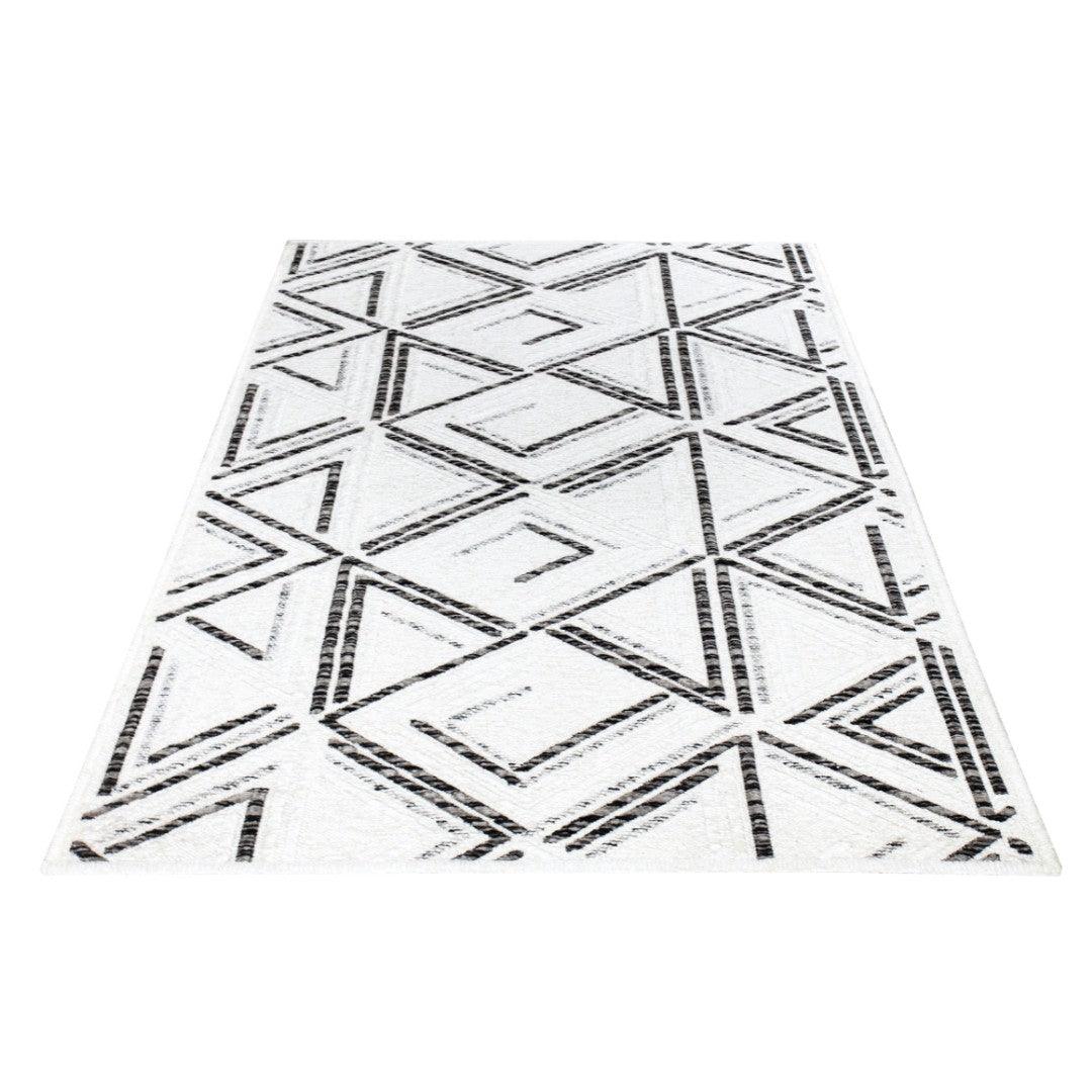 Machine Washable Reversible Area Rug, Brown and White Geometri - OPA-K5022-BLA-3X5-3.1 - Arconiz