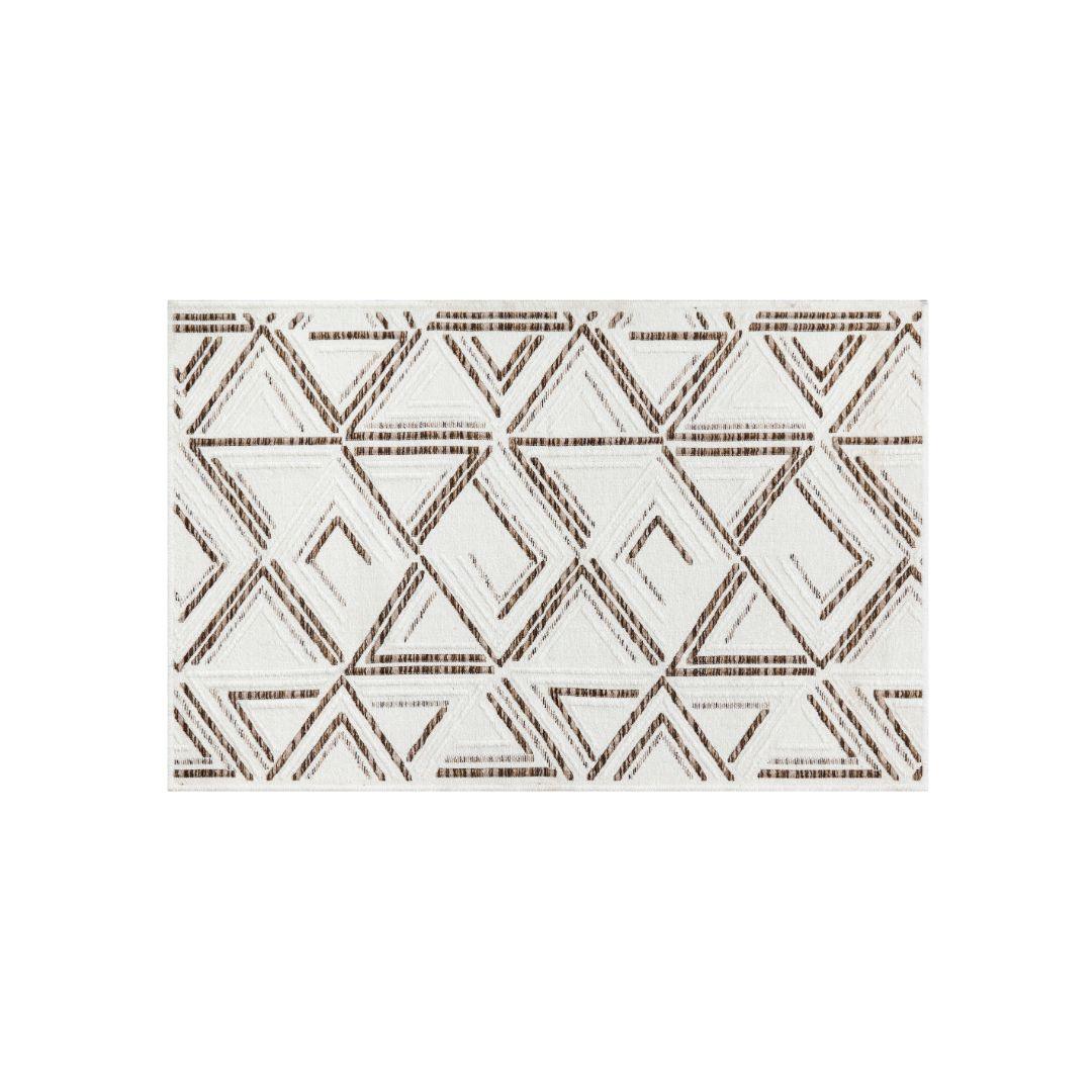 Machine Washable Reversible Area Rug, Brown and White Geometri - OPA-K5022-BRO-3X5-3.1 - Arconiz