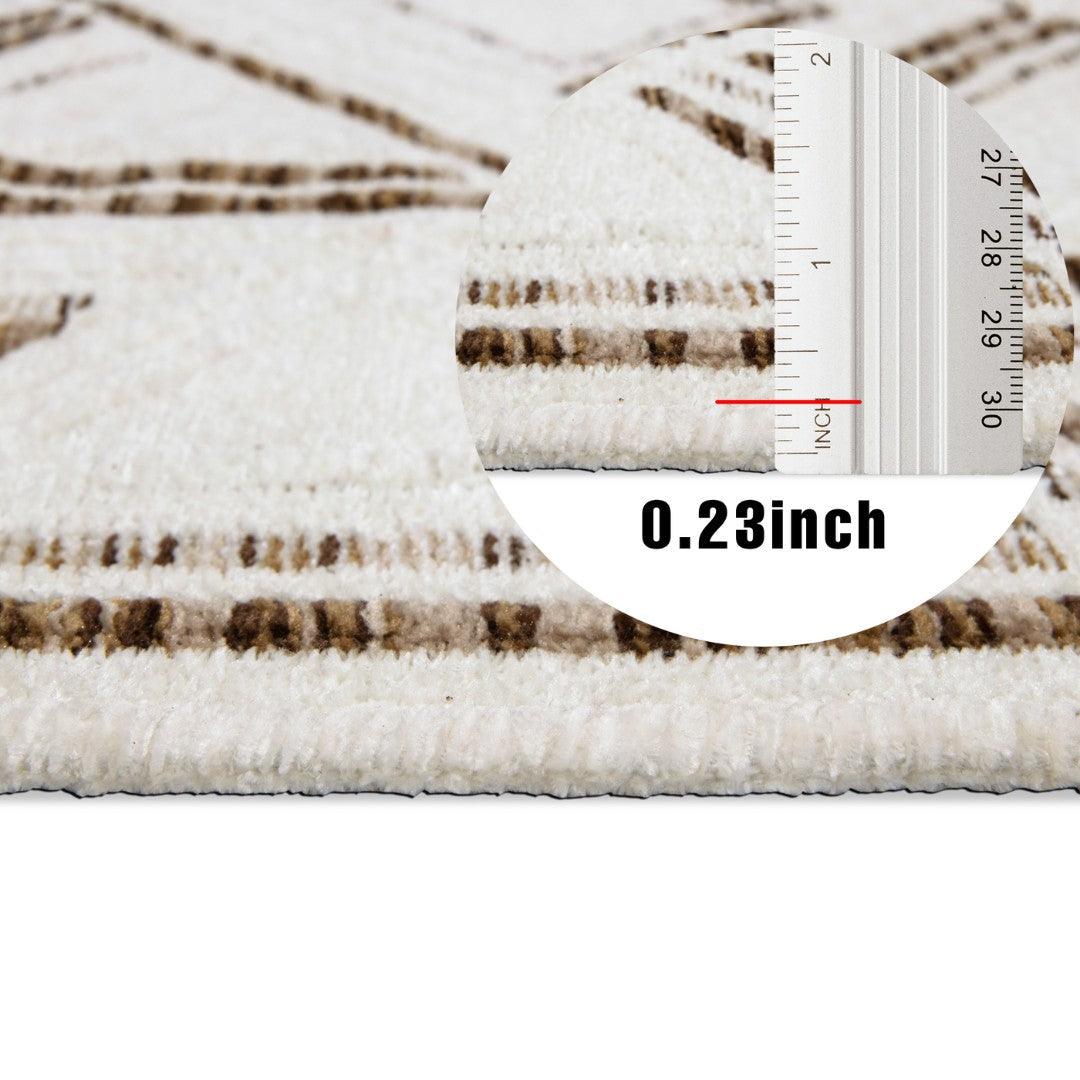 Machine Washable Reversible Area Rug, Brown and White Geometri - OPA-K5022-BLA-3X5-3.1 - Arconiz