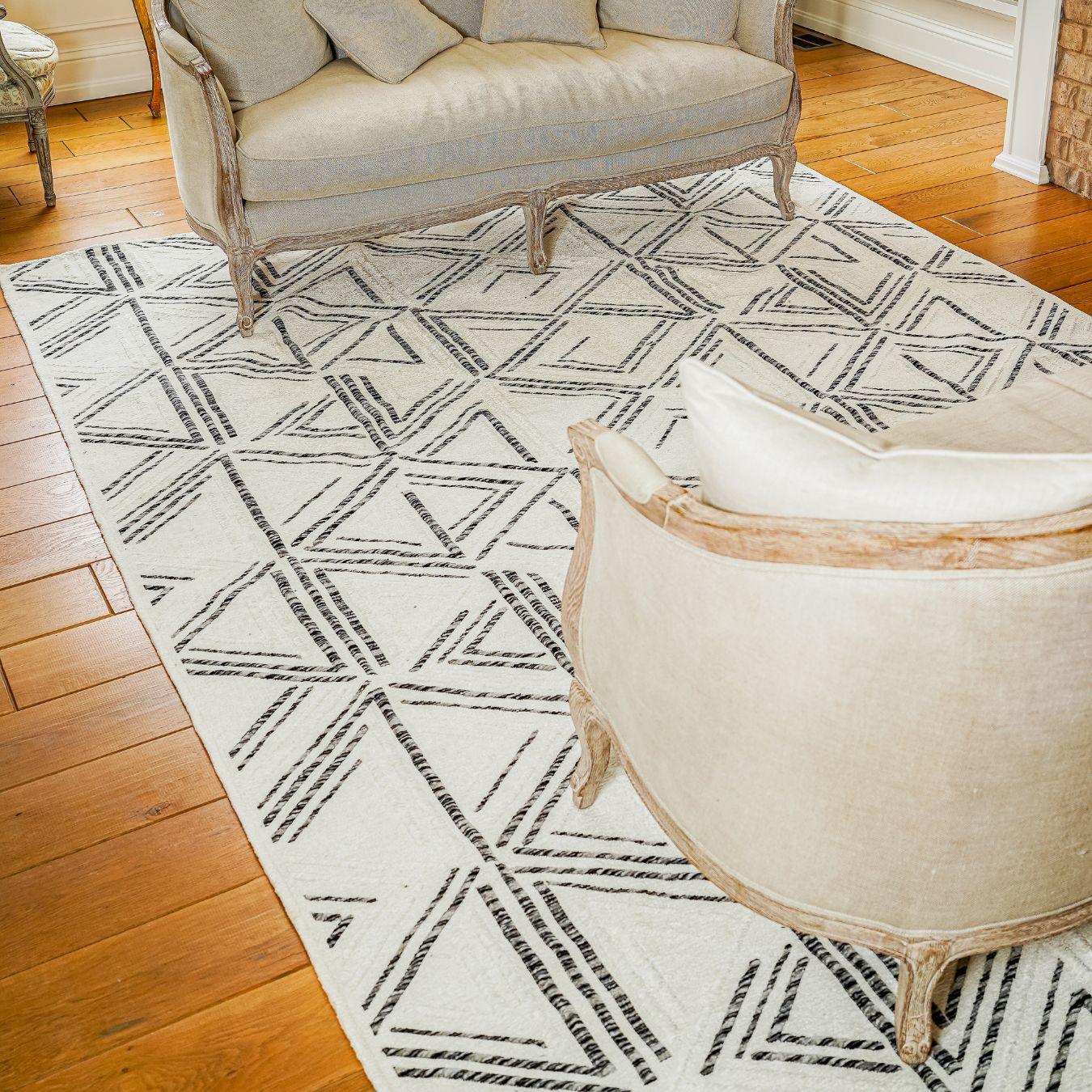 Machine Washable Reversible Area Rug, Brown and White Geometri - OPA-K5022-BRO-3X5-3.1 - Arconiz