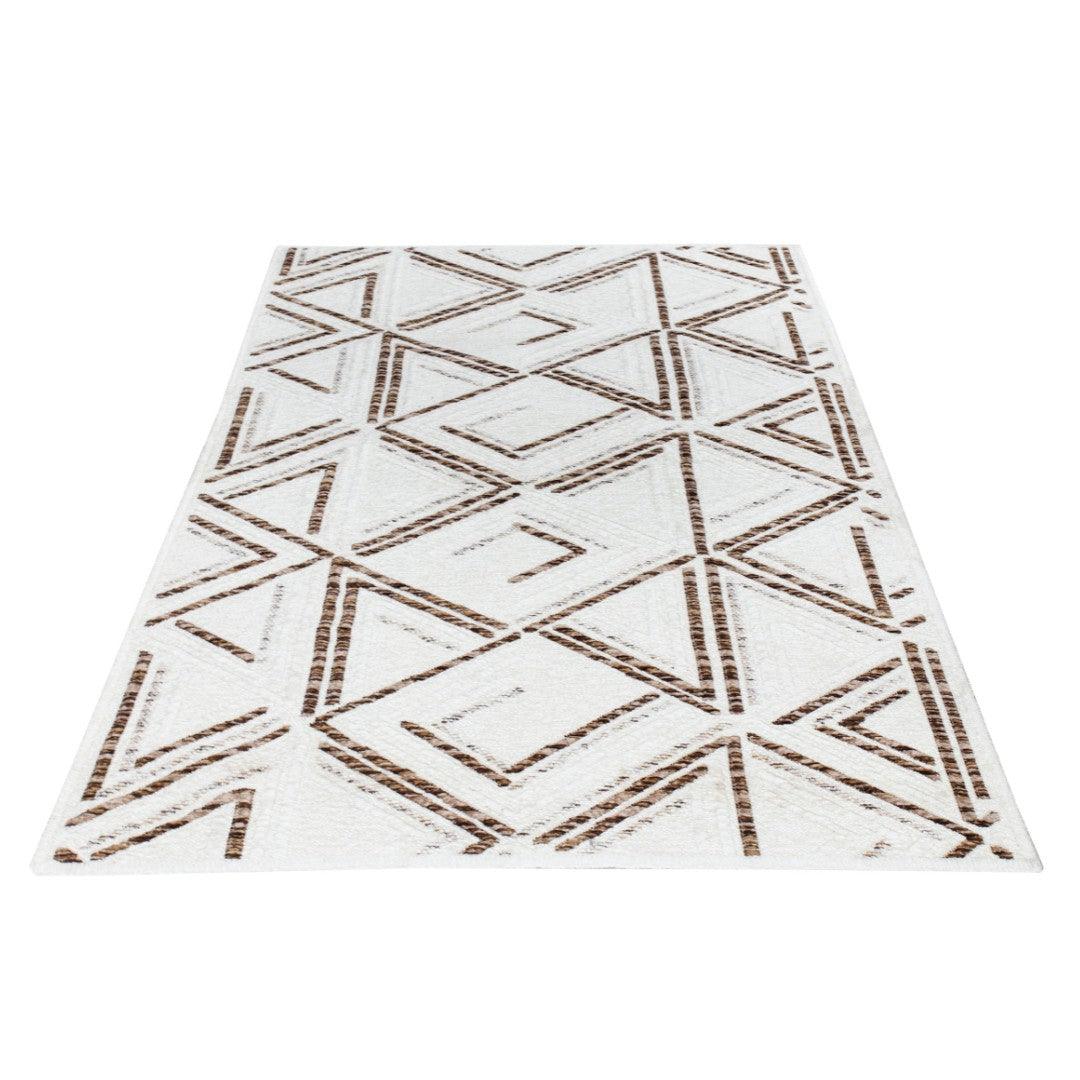 Machine Washable Reversible Area Rug, Brown and White Geometri - OPA-K5022-BLA-3X5-3.1 - Arconiz