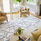 Machine Washable Reversible Area Rug, Brown and White Geometri - OPA-K5022-BRO-3X5-3.1 - Arconiz