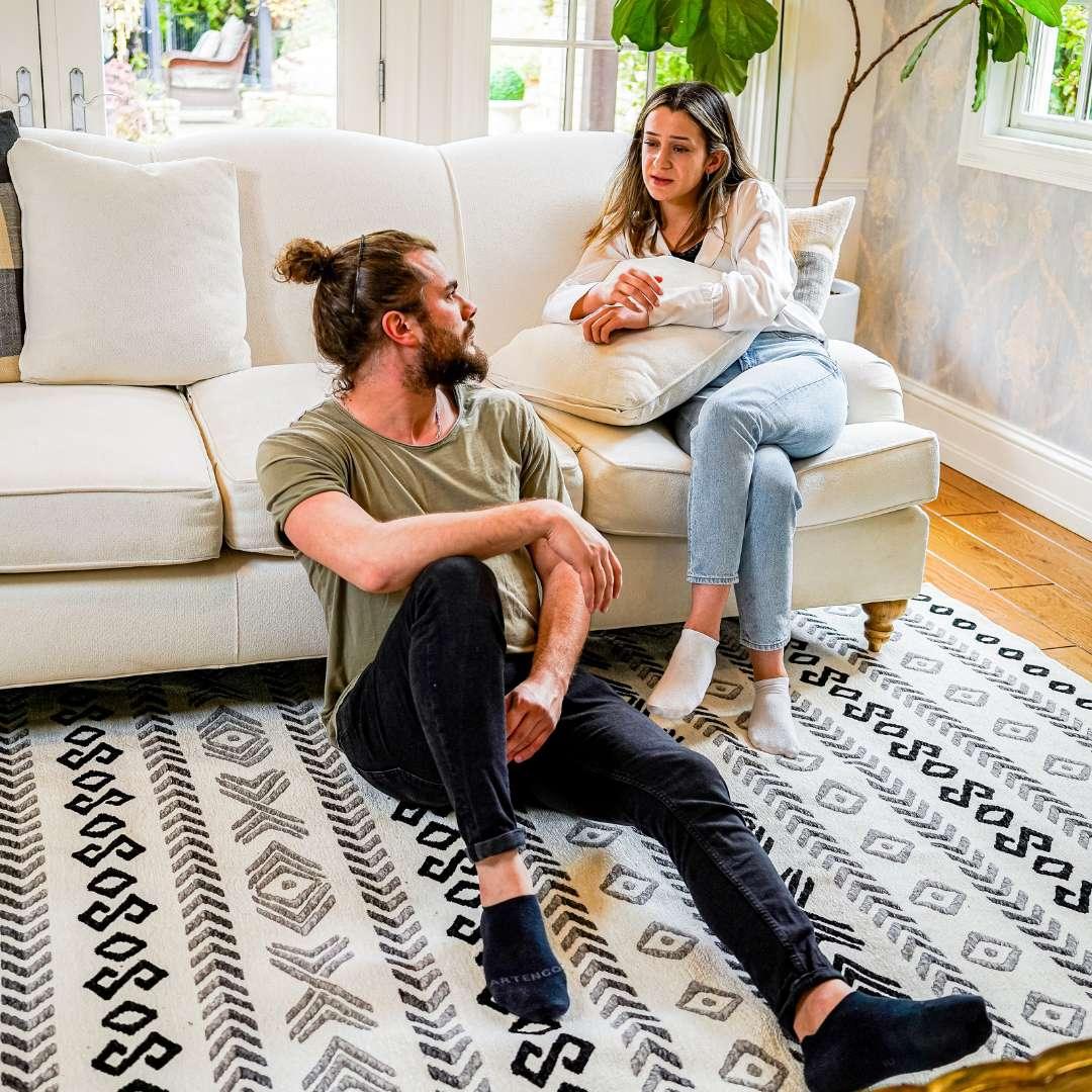 Machine Washable Area Rug, Reversible Black and White Geometric - OPA-K5023-BLA-3X5-3.1 - Arconiz