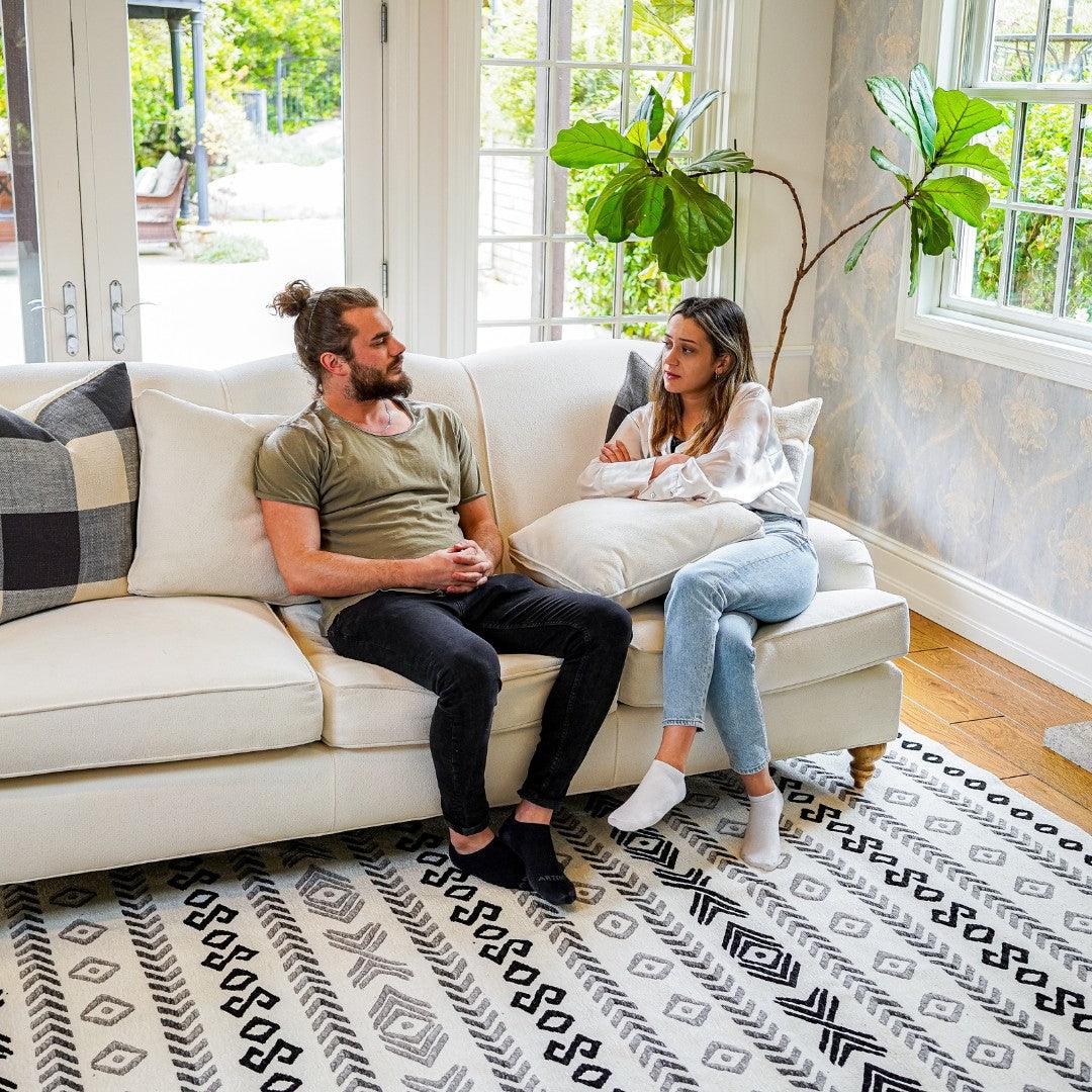 Machine Washable Area Rug, Reversible Black and White Geometric - OPA-K5023-BLA-3X5-3.1 - Arconiz