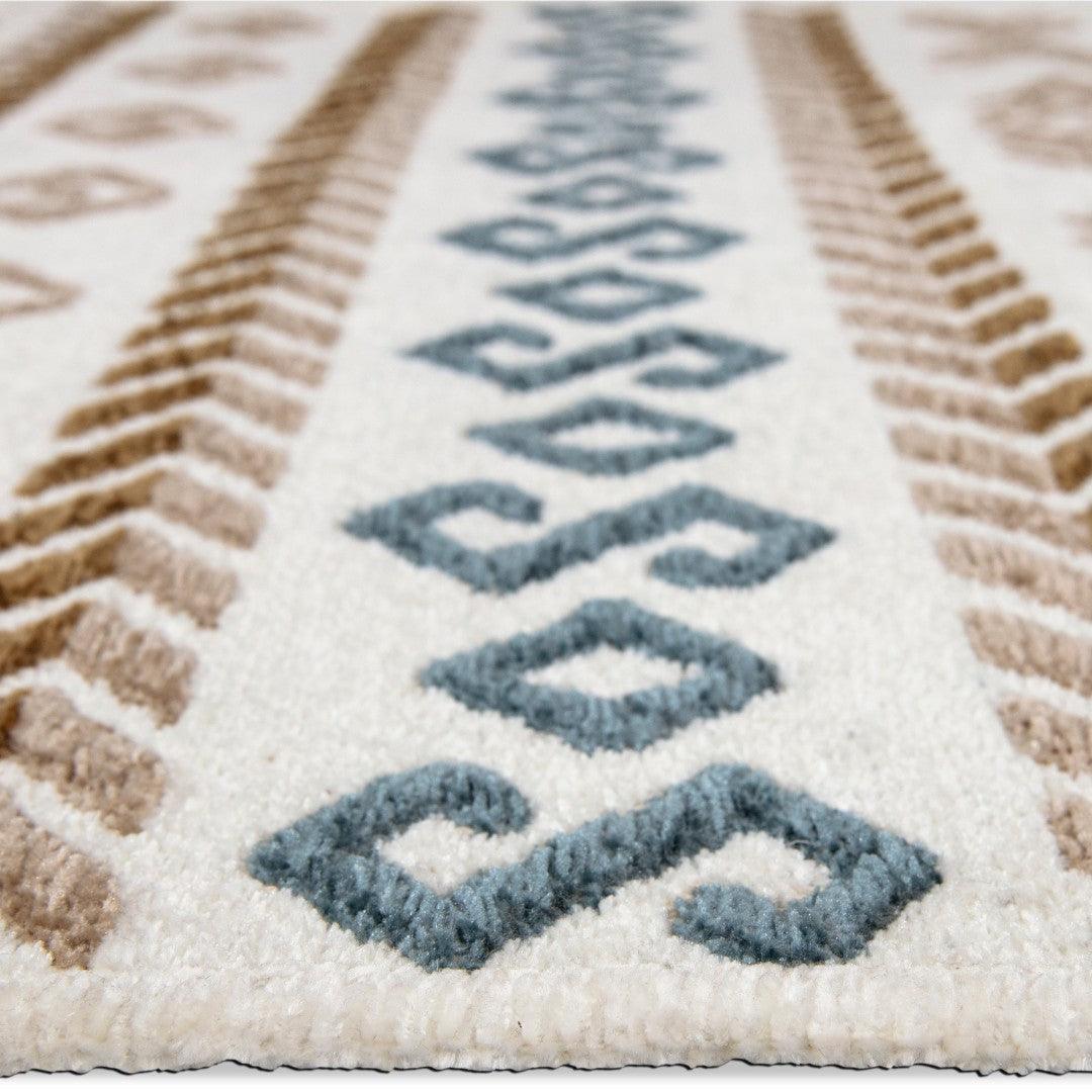 Machine Washable Reversible Geometric Tribal Area Rug, Blue & Beige - OPA-K5023-BLU-8X10-3.1 - Arconiz