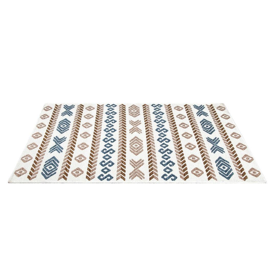 Machine Washable Reversible Geometric Tribal Area Rug, Blue & Beige - OPA-K5023-BLU-8X10-3.1 - Arconiz