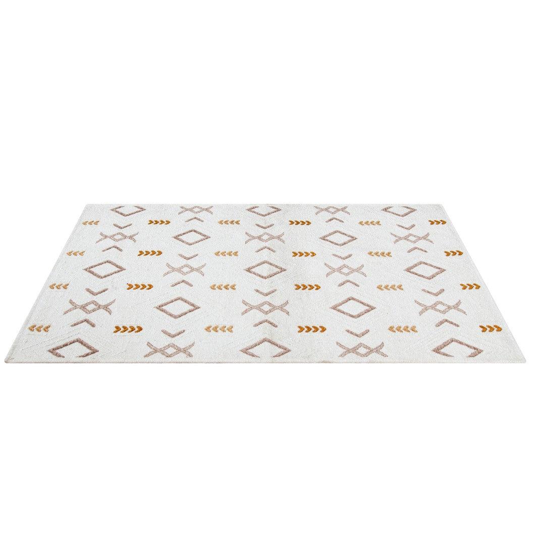 White & Orange Geometric Area Rug | Reversible, Machine Washable - OPA-K5018-ORA-3X5-3.1 - Arconiz